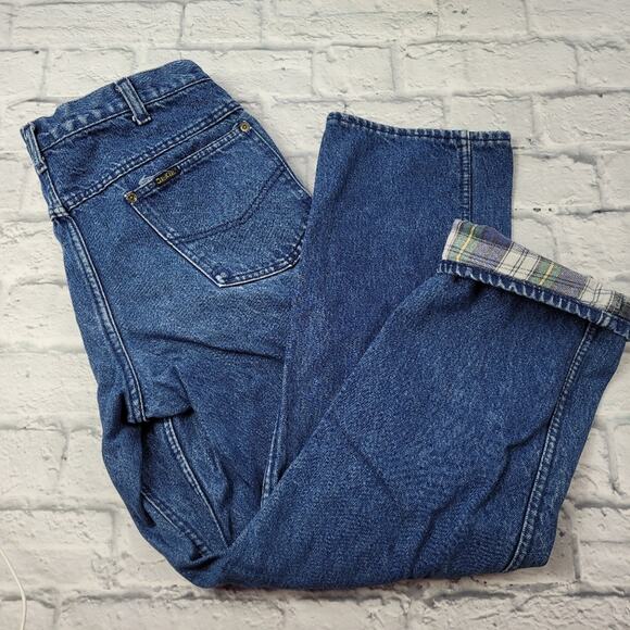 Vintage Oshkosh Plaid Flannel Lined Men's Jeans size 33 Straight Leg Cozy Winter - Picture 1 of 15